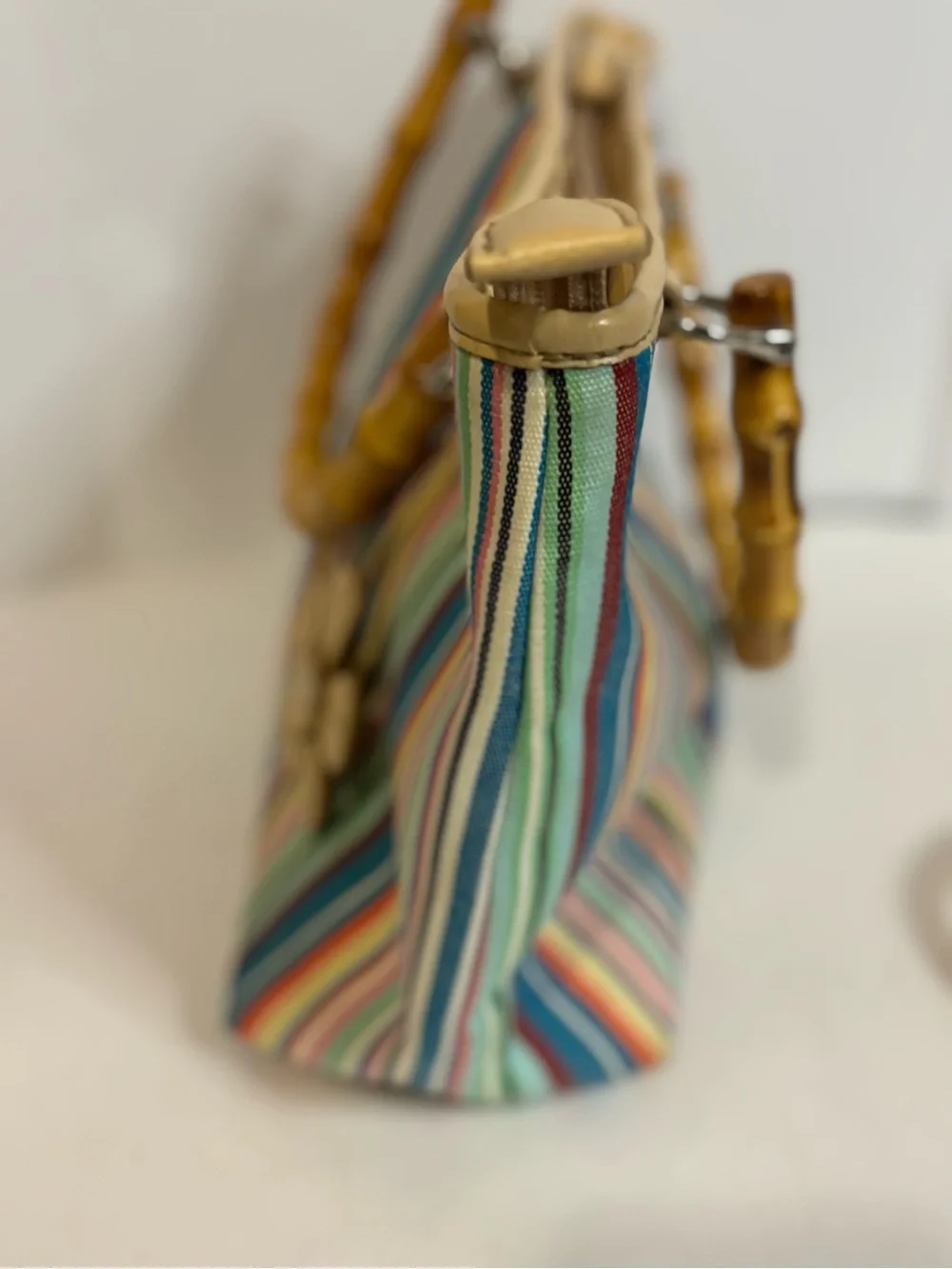 Relic Multicolor Striped Shoulder Bag with Bamboo Handles
